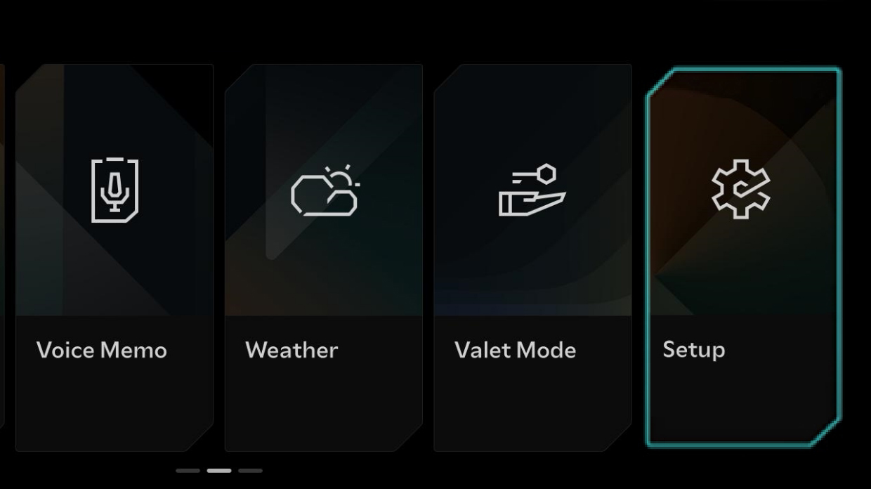 Step 1: From the Vehicle screen, tap 'Setup'